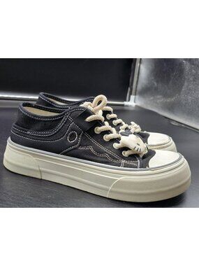 Shoes Kids Size 5 Black Canvas Lace Up Sneakers Damage Stains